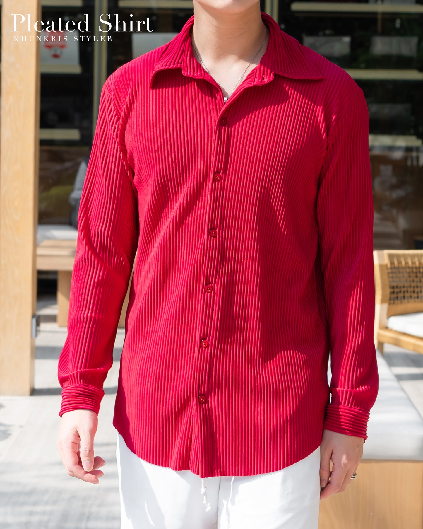 Pleated Shirt - Viva Magenta
