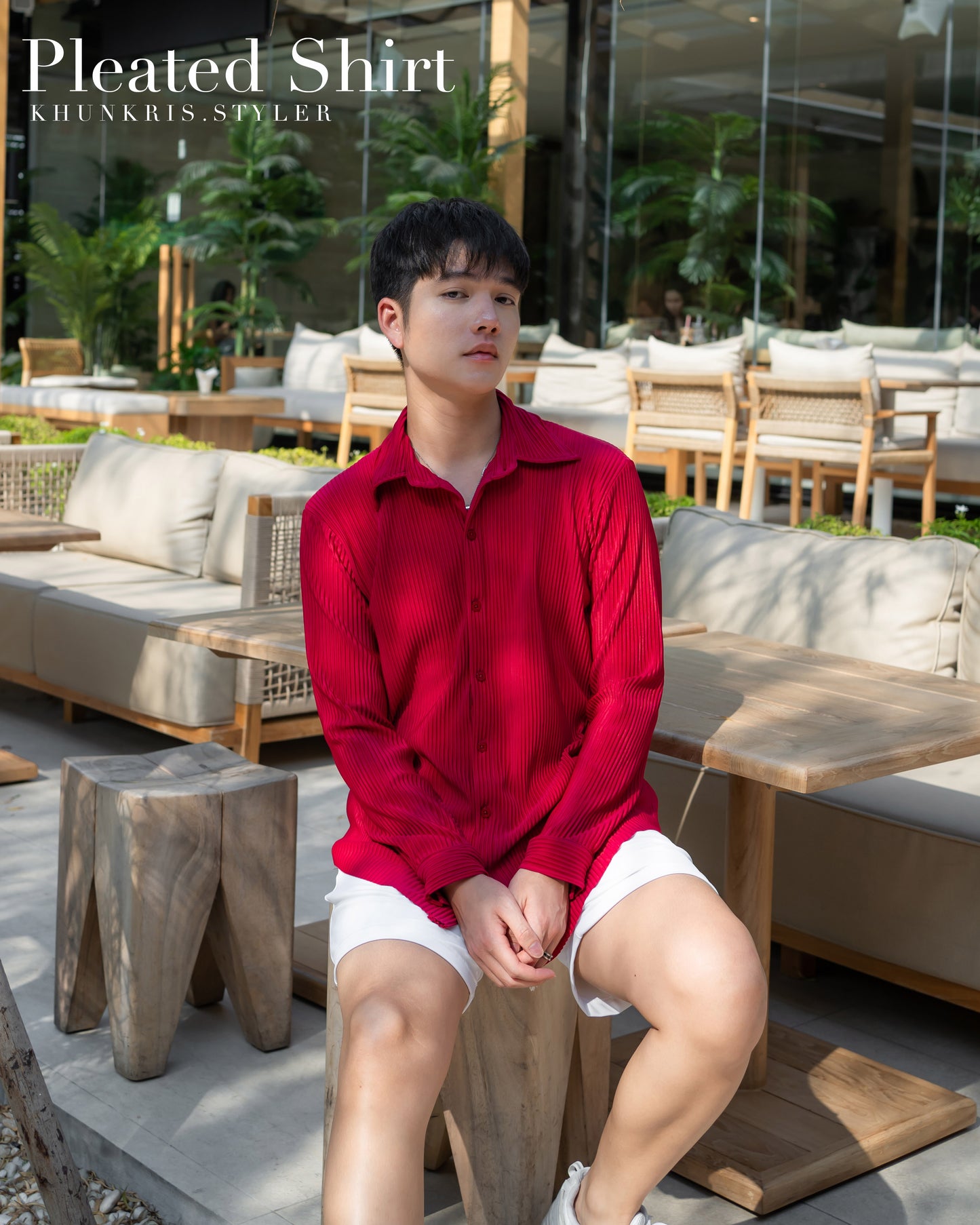 Pleated Shirt - Viva Magenta