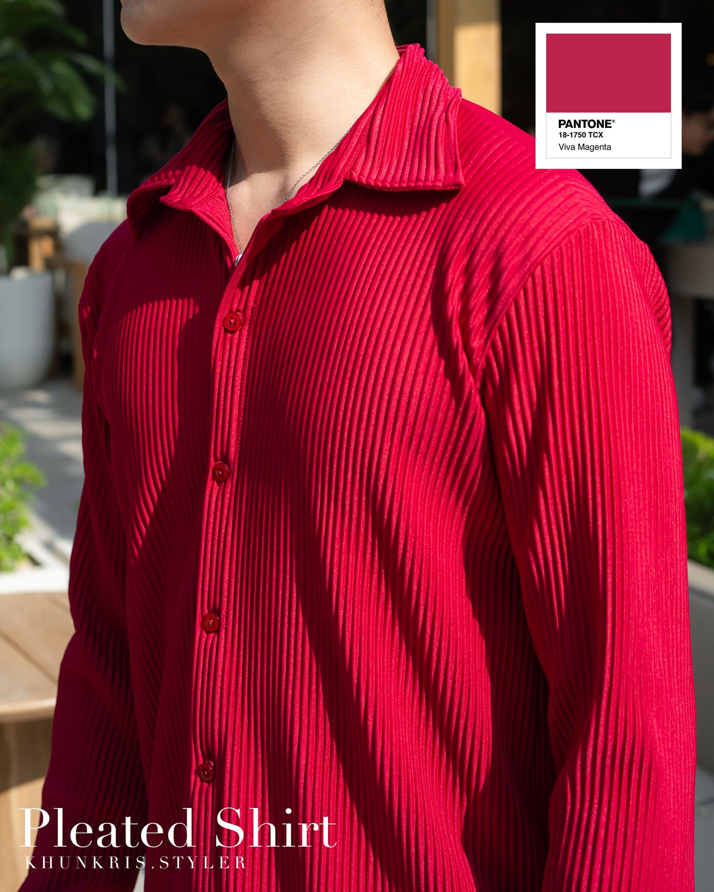 Pleated Shirt - Viva Magenta
