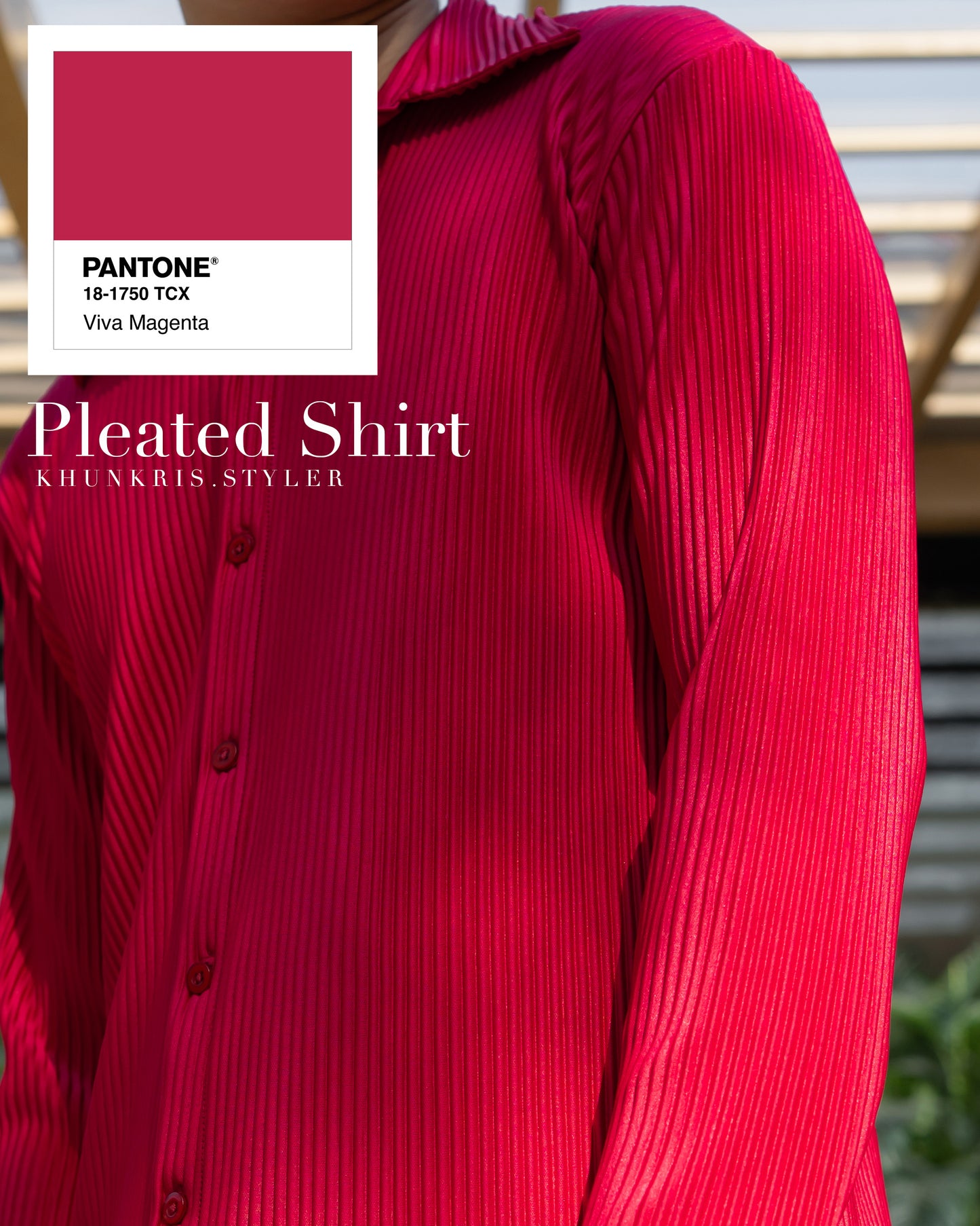 Pleated Shirt - Viva Magenta