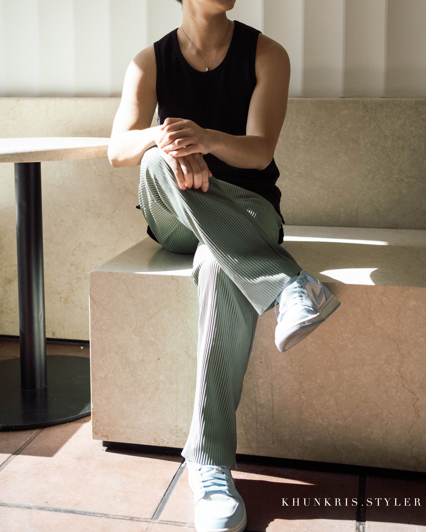 Pleated Pants - Olive Green
