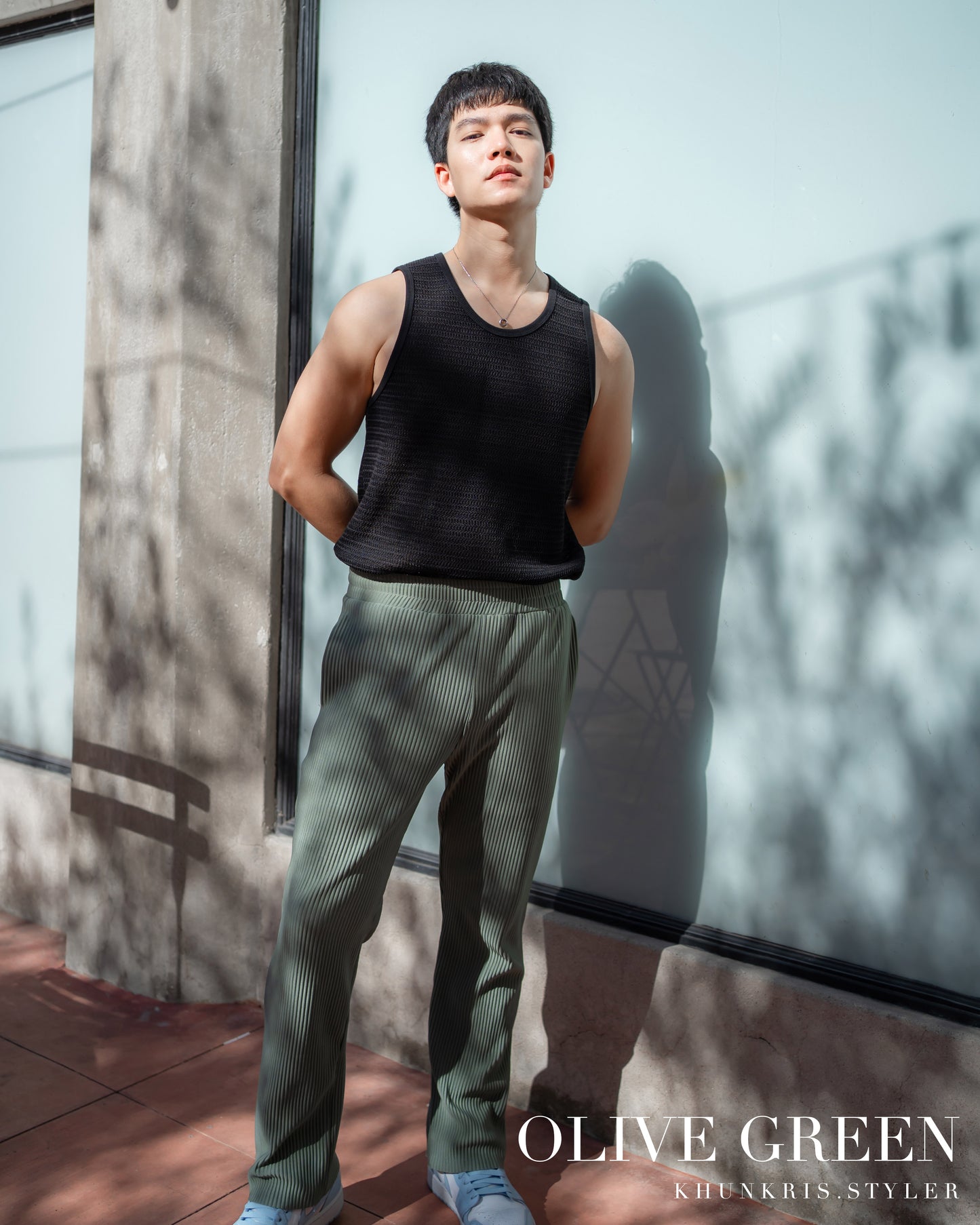 Pleated Pants - Olive Green