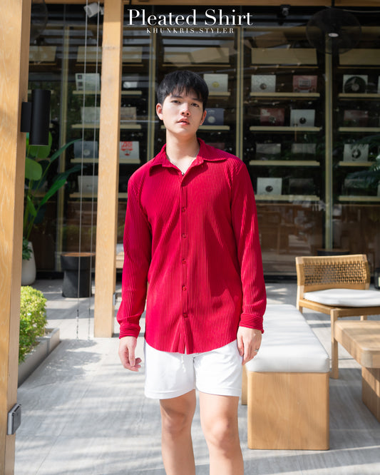 Pleated Shirt - Viva Magenta