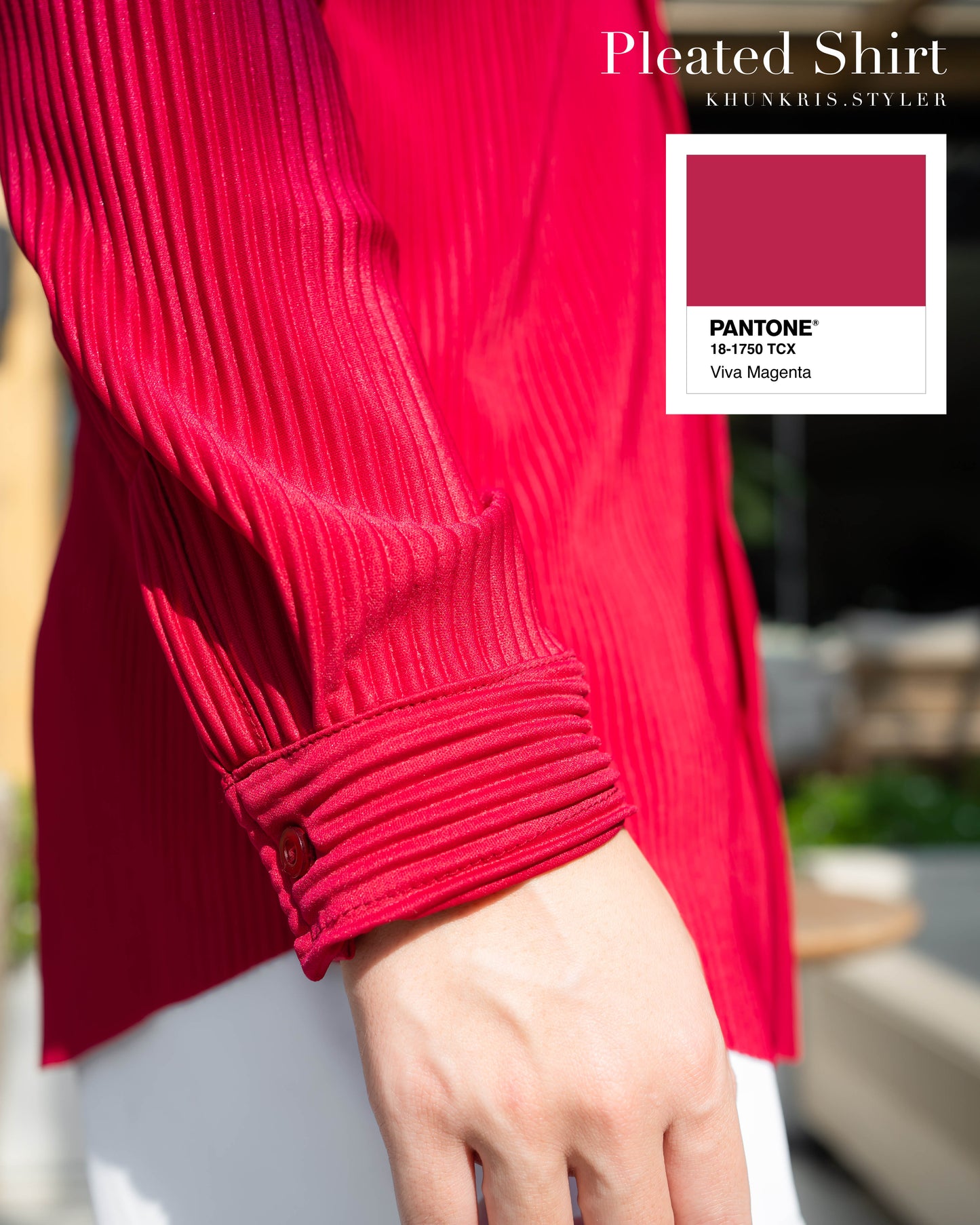 Pleated Shirt - Viva Magenta