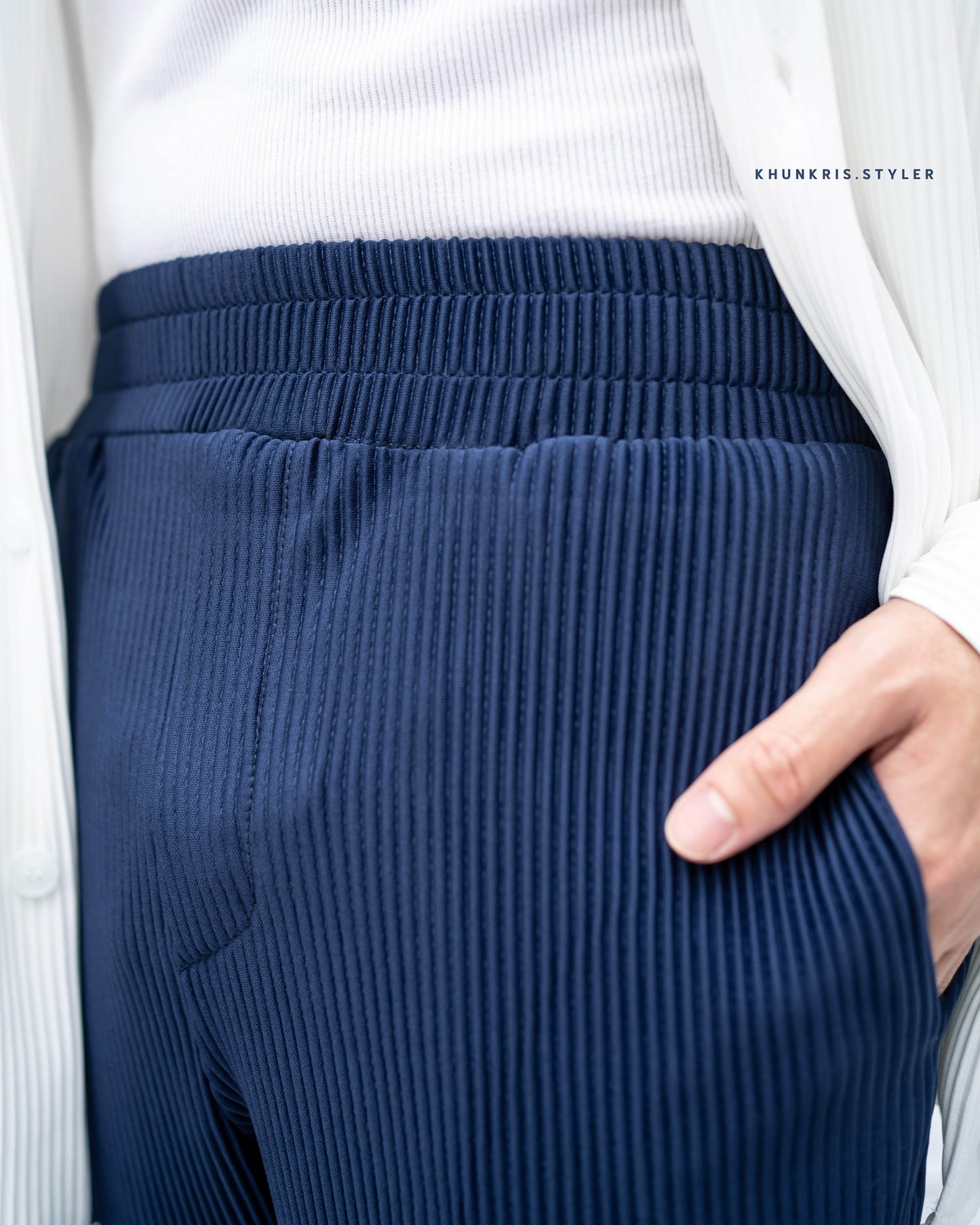 Pleated Pants - Navy Blue