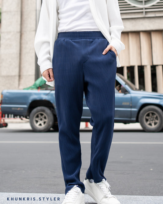 Pleated Pants - Navy Blue