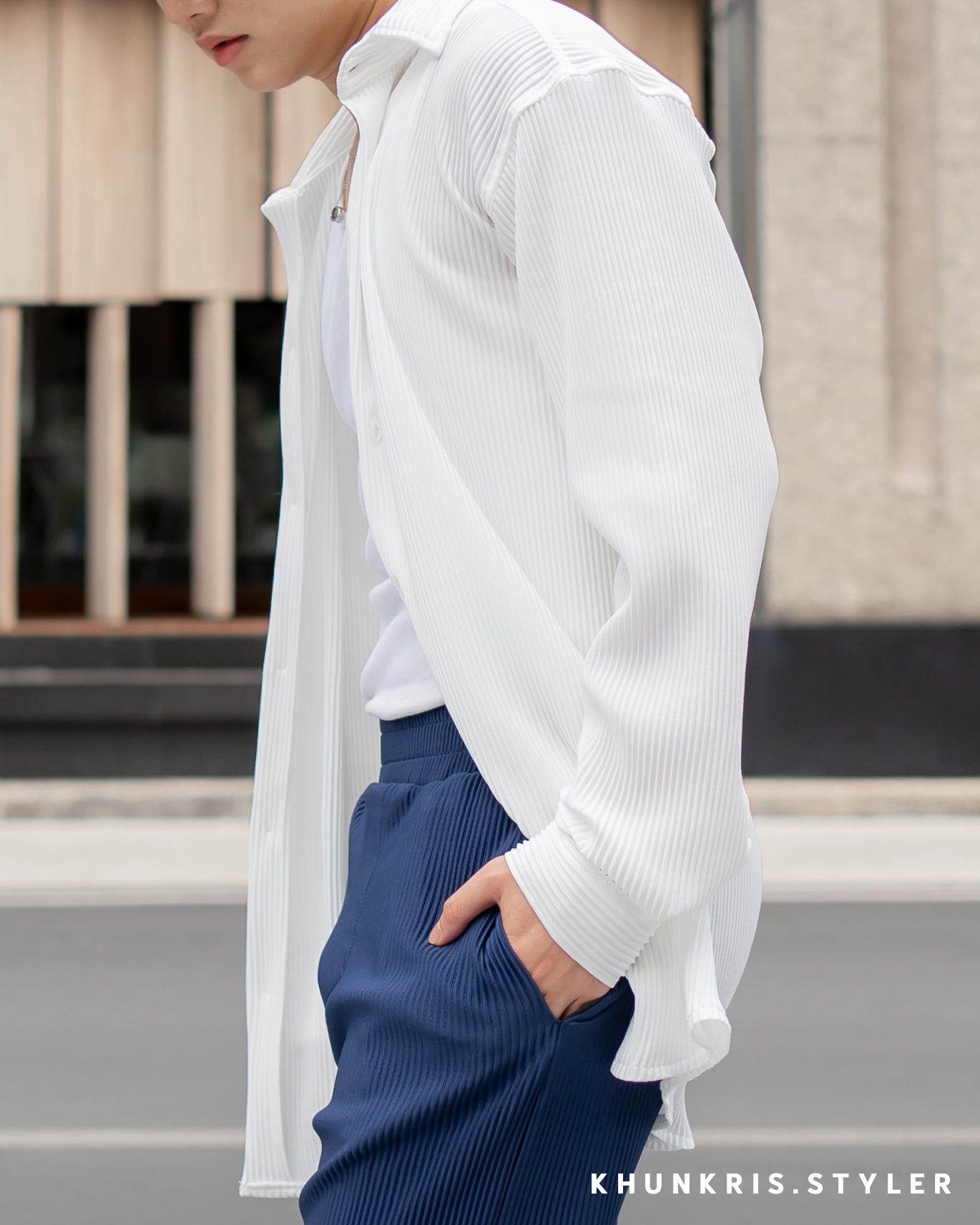 Pleated Pants - Navy Blue