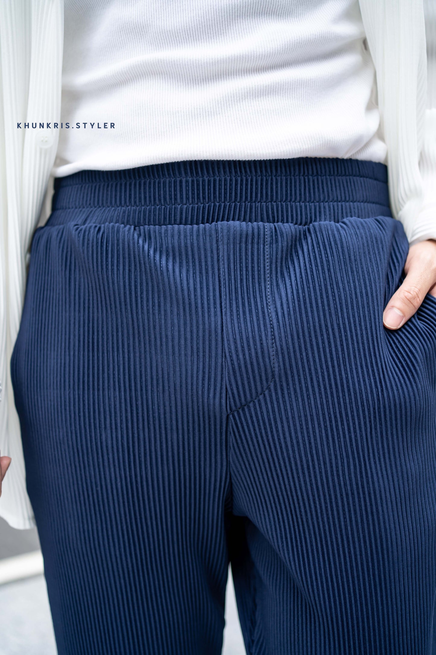 Pleated Pants - Navy Blue
