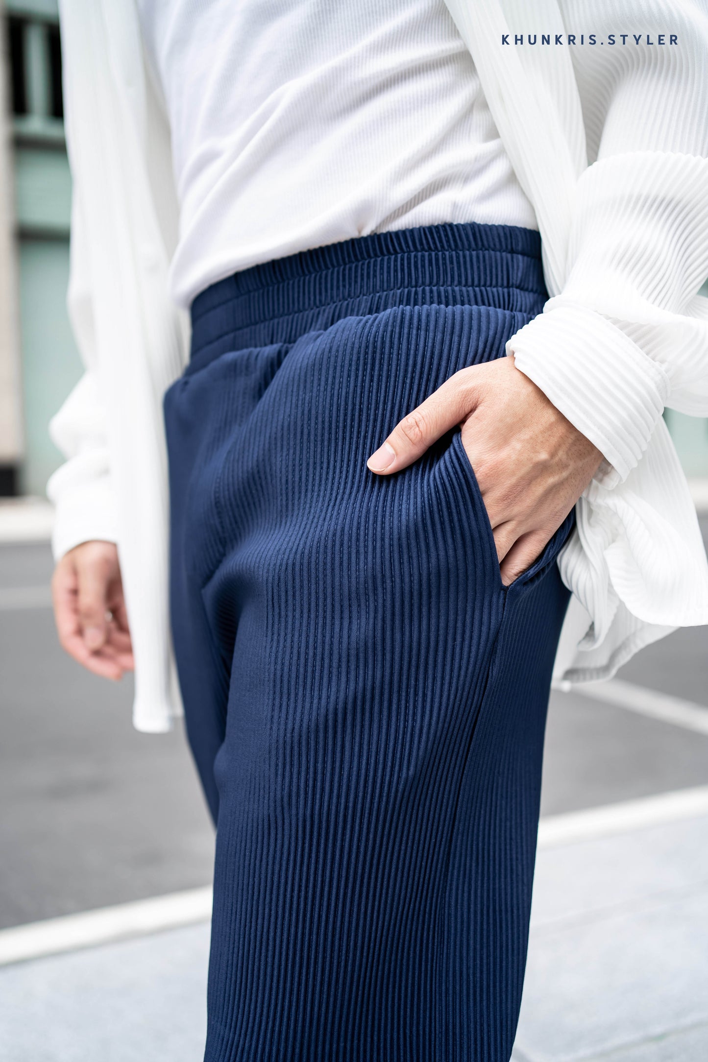 Pleated Pants - Navy Blue